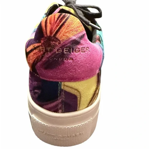 Kurt Geiger Lana Heart Platform Velvet Sneaker with Jewel Heart Accent - Picture 8 of 9